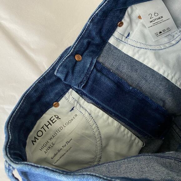 MOTHER High Waisted Looker Ankle Jeans Size 26 Neither Here Nor There Blue Denim - Picture 10 of 14